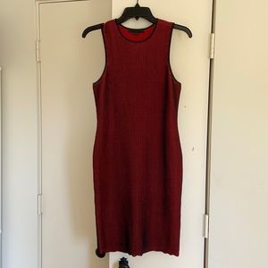 Unique black and red body con cocktail dress